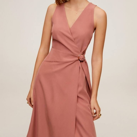 NEW WITH TAG MANGO CARA DRESS MUTED PINK SIZE 2 - Picture 2 of 9